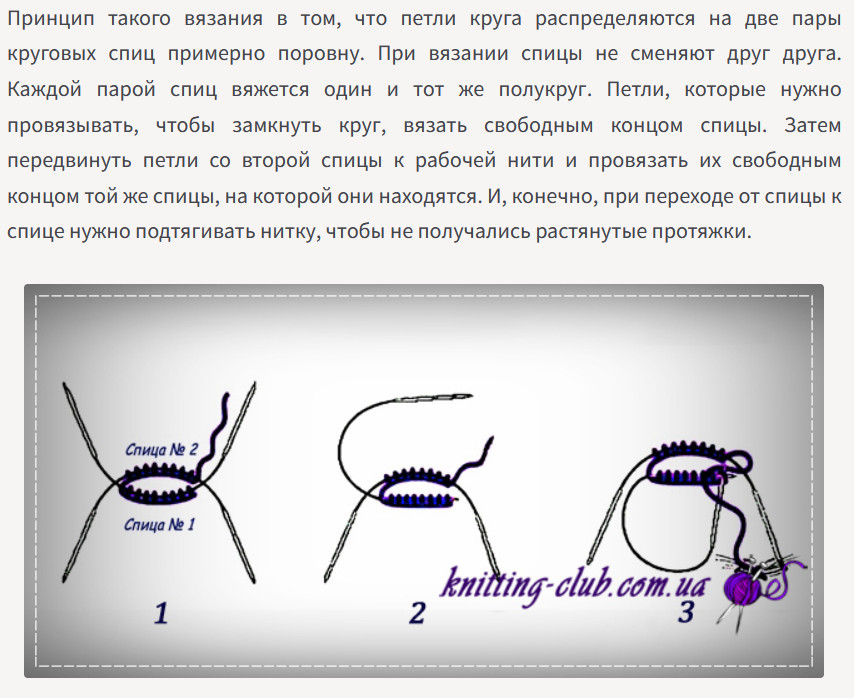 Круговые спицы описание. Вязание на двух парах круговых спиц. Волшебная петля на круговых спицах. Метод Волшебная петля для круговых спиц. Вязание на круговых спицах магическая петля спицами.